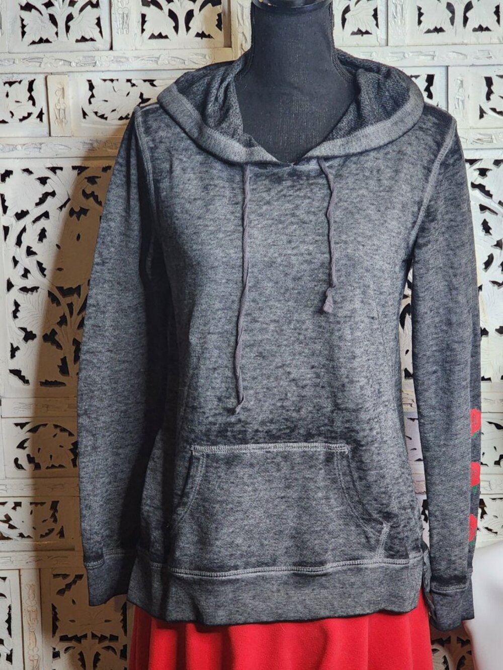 Modern Lux Jerry Leigh Vtg Burnout Cotton Poly A Rose By Any Other Name Hoodie M